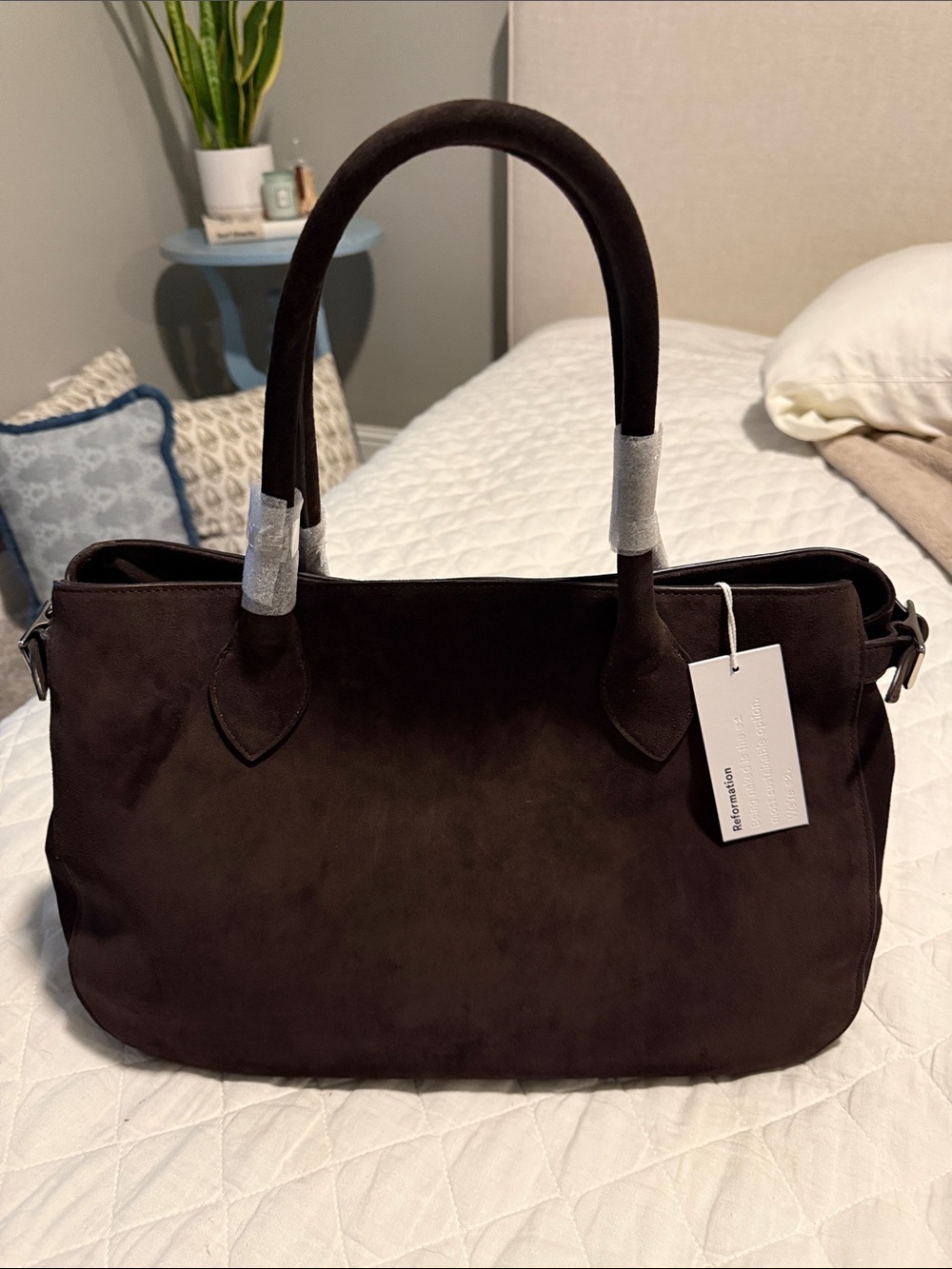 Reformation Dark Brown Suede Shoulder Bag